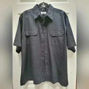 Carhartt Men's Big & Tall Black Button Down Short Sleeve Shirt Size 2XL Tall